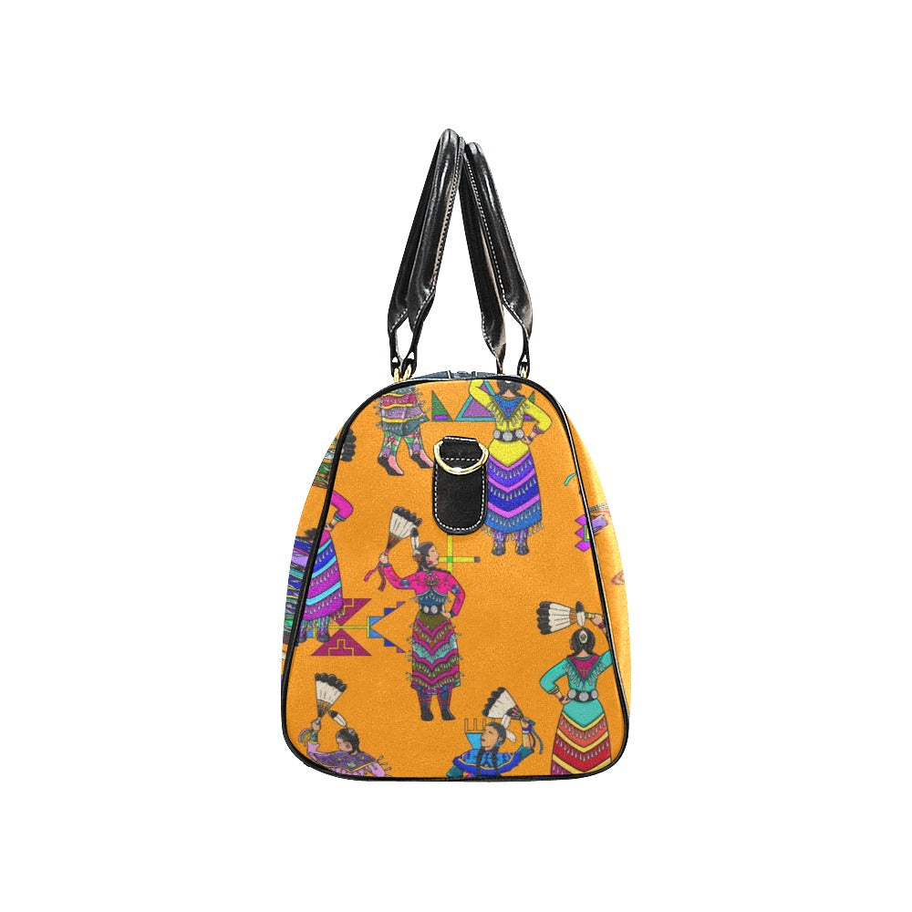 Women's Jingle Dancers Orange Waterproof Travel Bag/Small