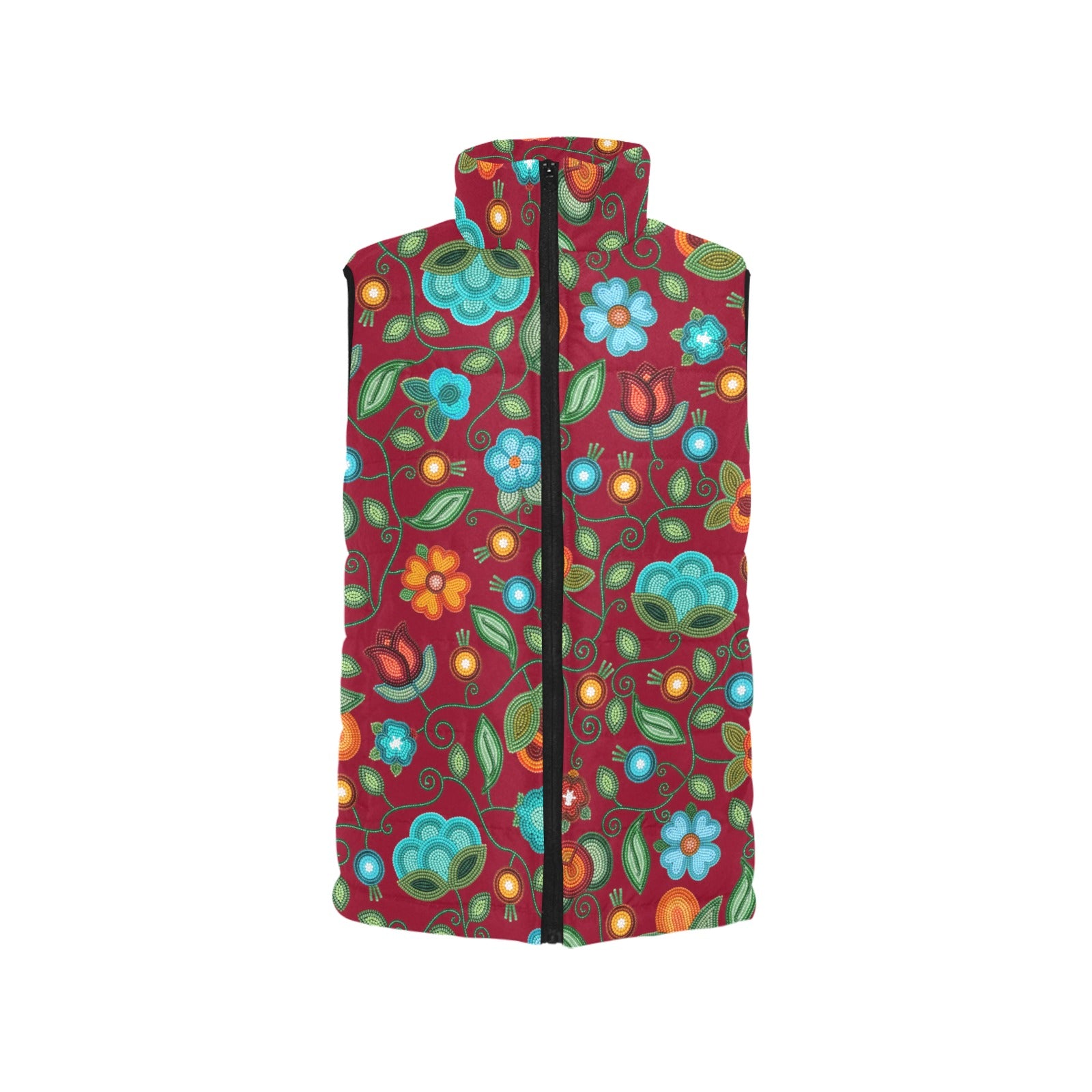 Prairie Fire Petals Red Women's Padded Vest Jacket