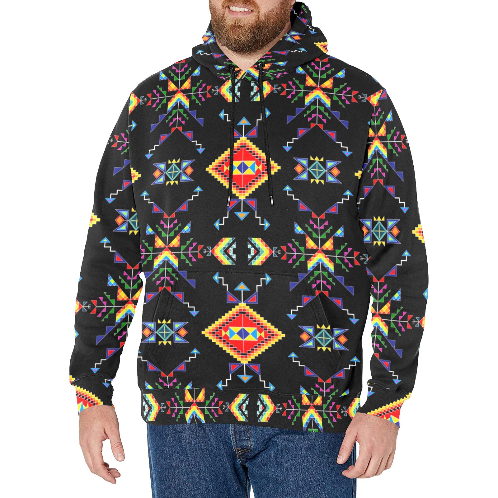 Buffalo Jump Black Men's Long Sleeve Fleece Hoodie