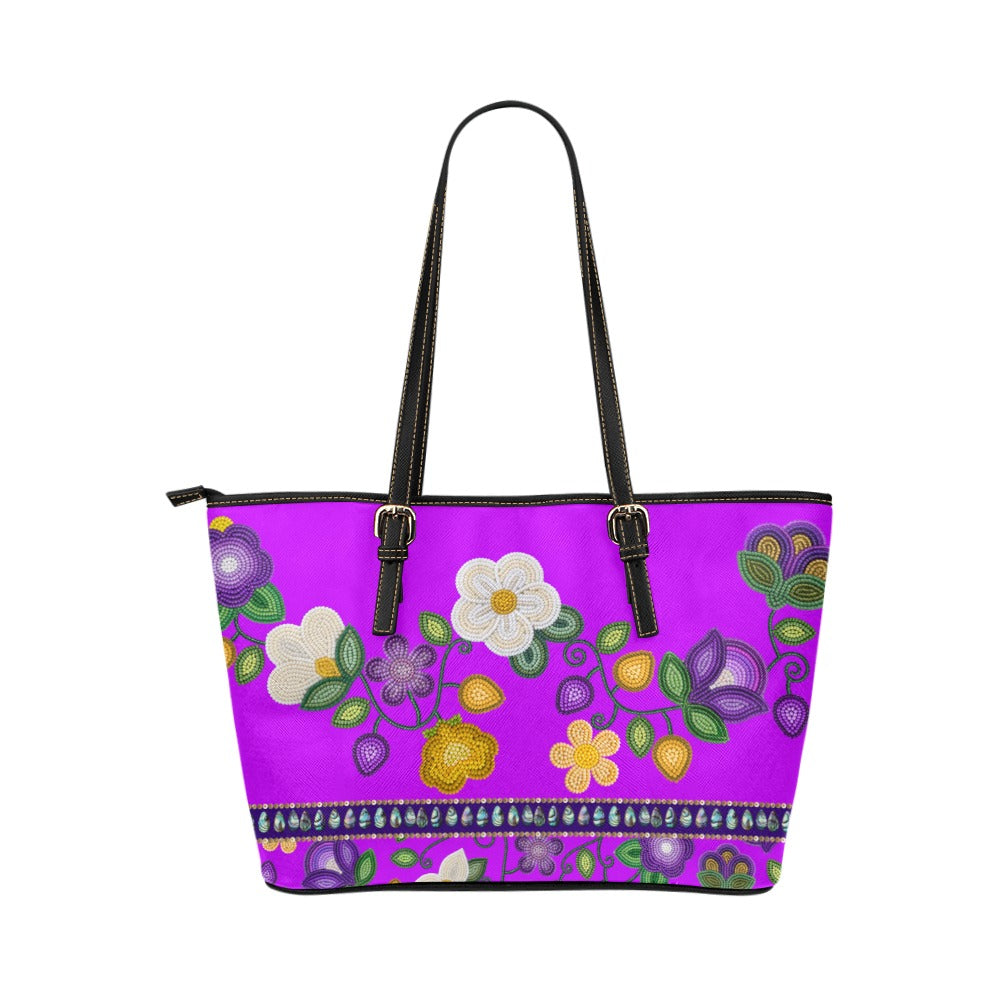 Midnight Moss Bloom Leather Tote Bag/Large