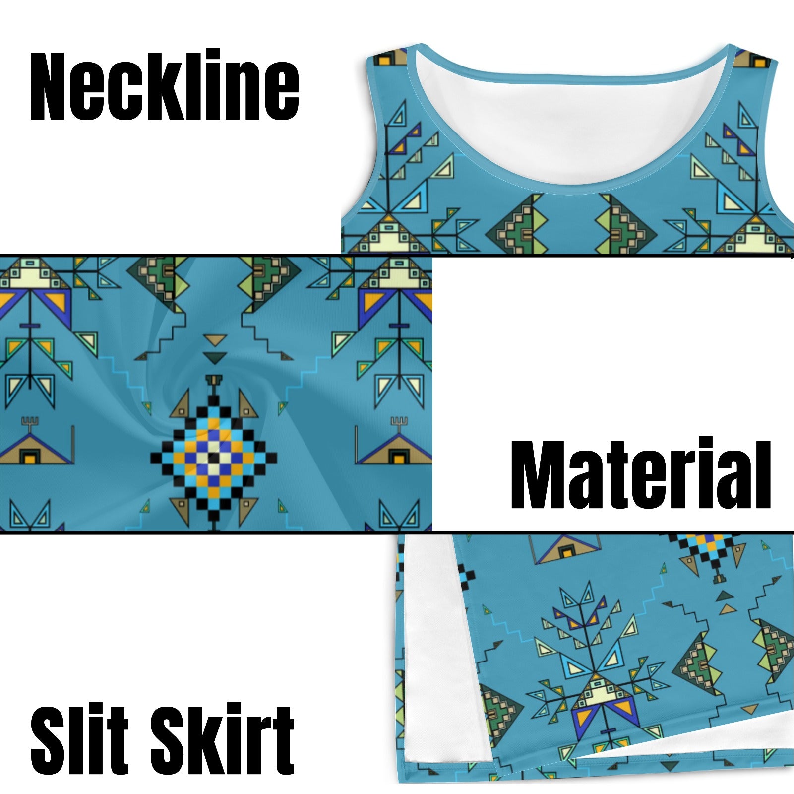 Bear Shield Blue Phaedra Sleeveless Open Fork Long Dress