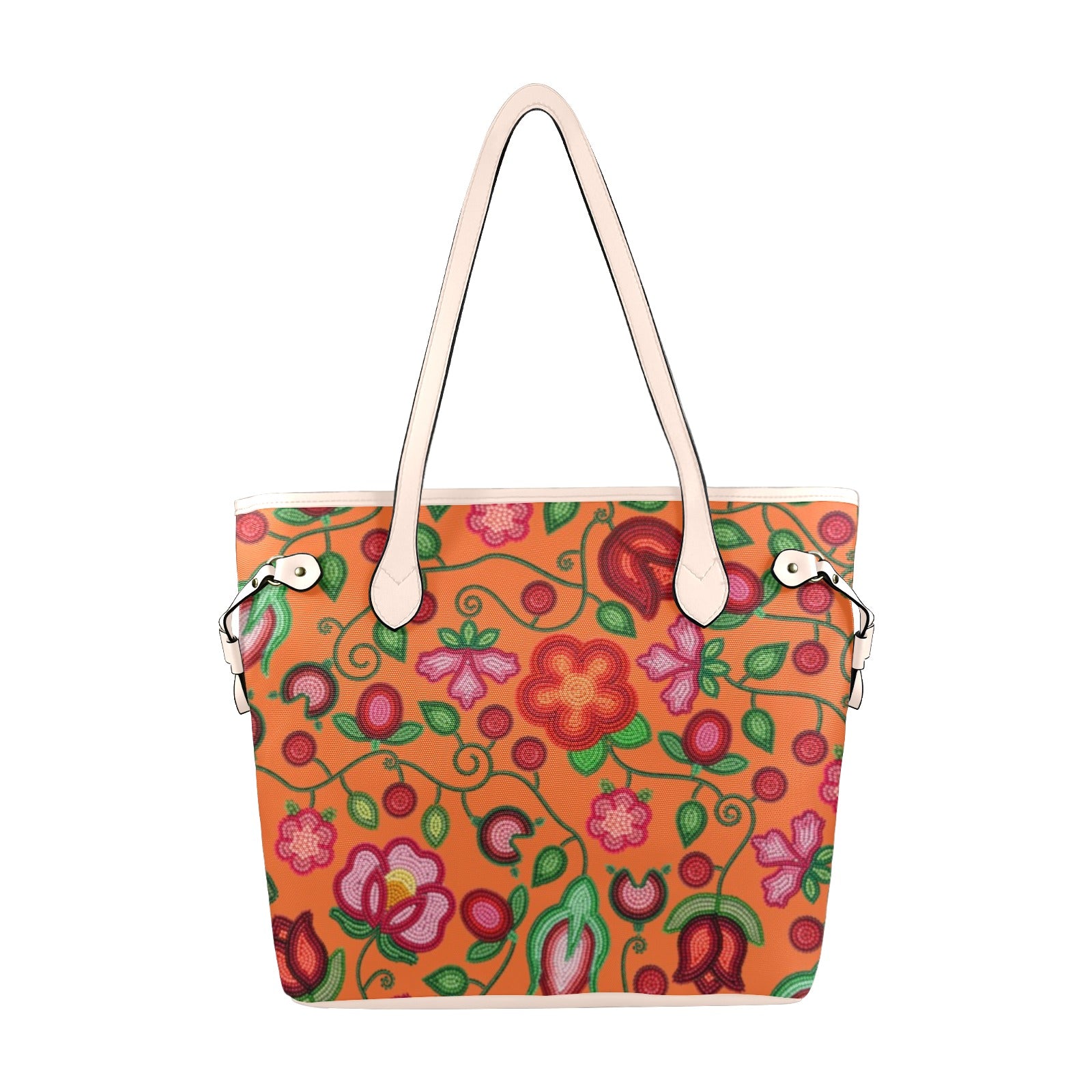 Rose Reverie Orange Clover Canvas Tote Bag