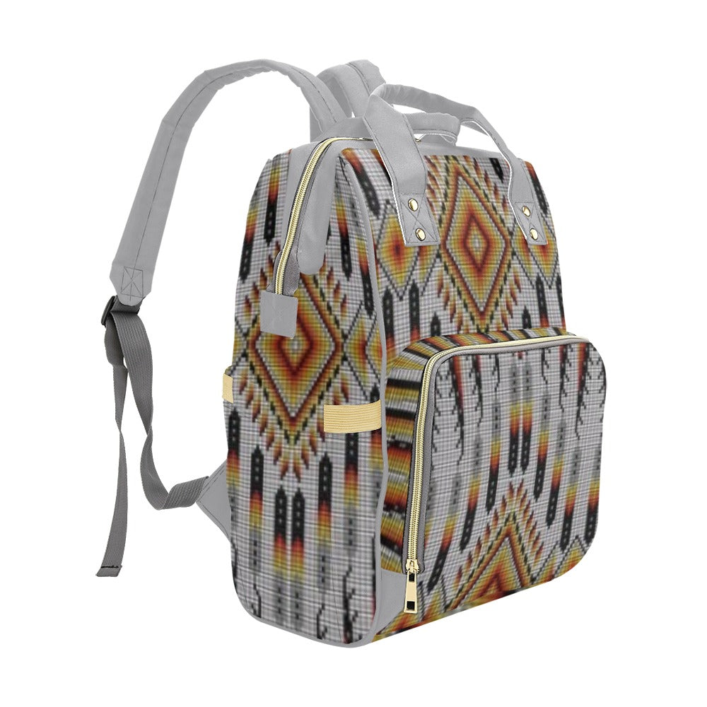 Fire Feather White Multi-Function Diaper Backpack/Diaper Bag