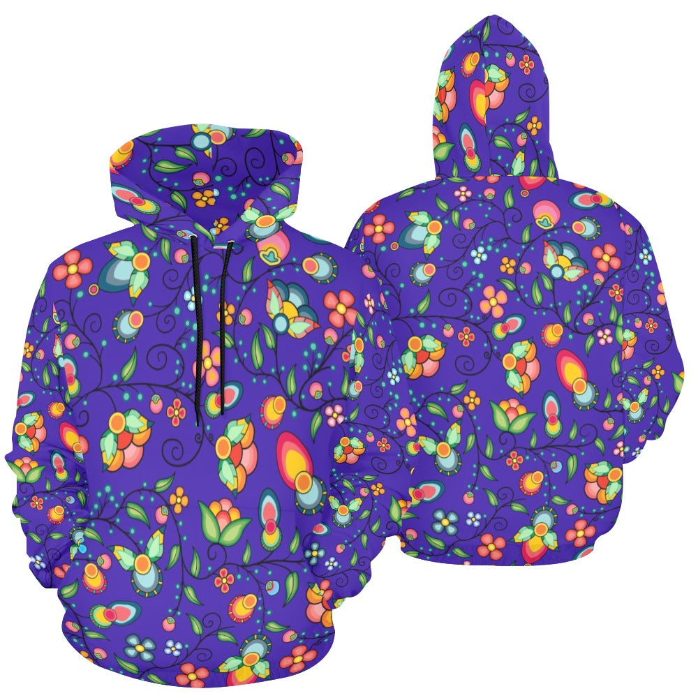 Floral Bounty Blue Hoodie for Women (USA Size)