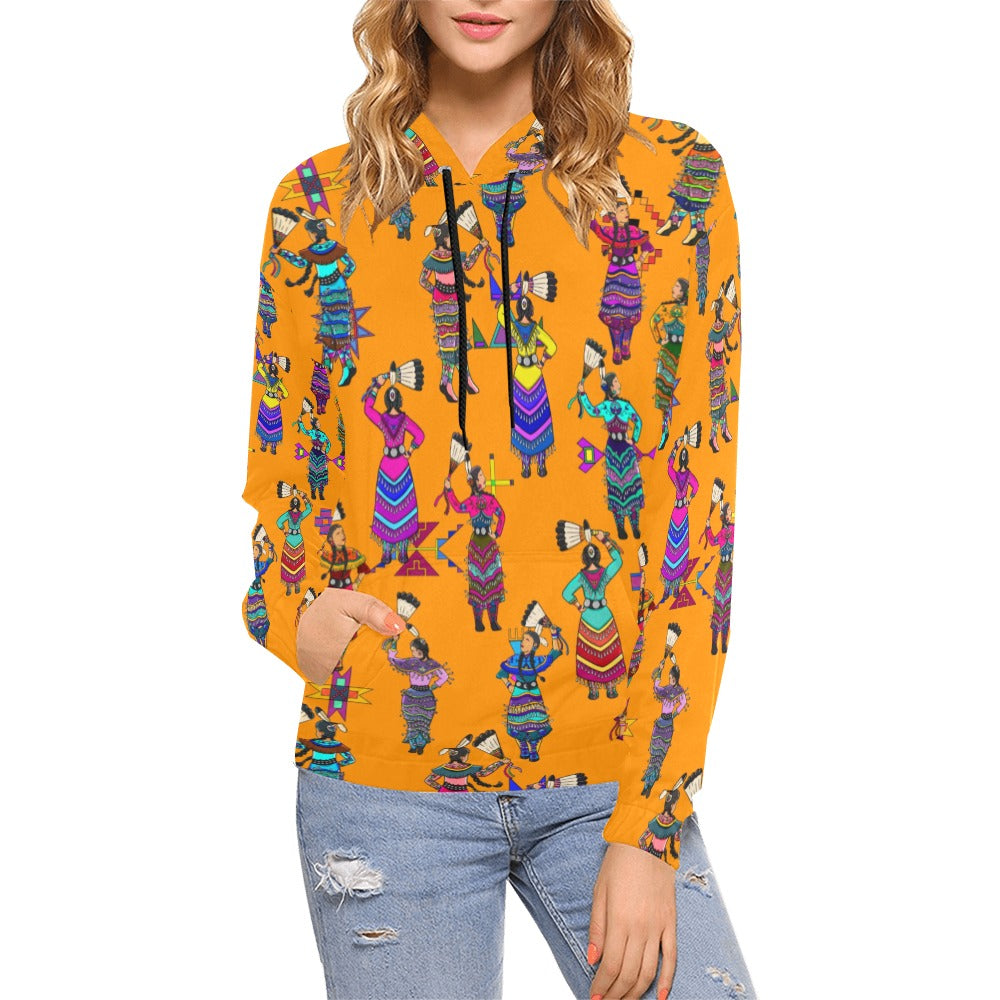 Women's Jingle Dancers Orange Hoodie for Women (USA Size)