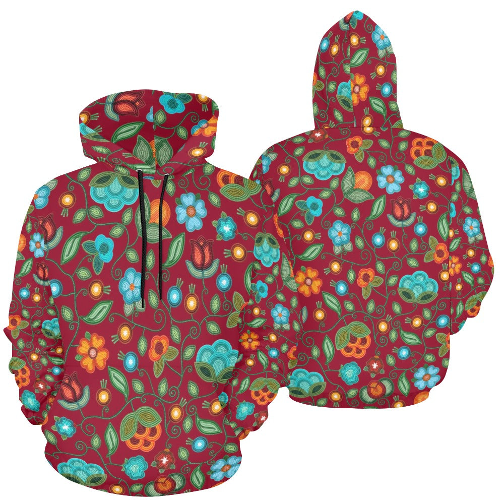 Prairie Fire Petals Red All Over Print Hoodie for Women (USA Size)