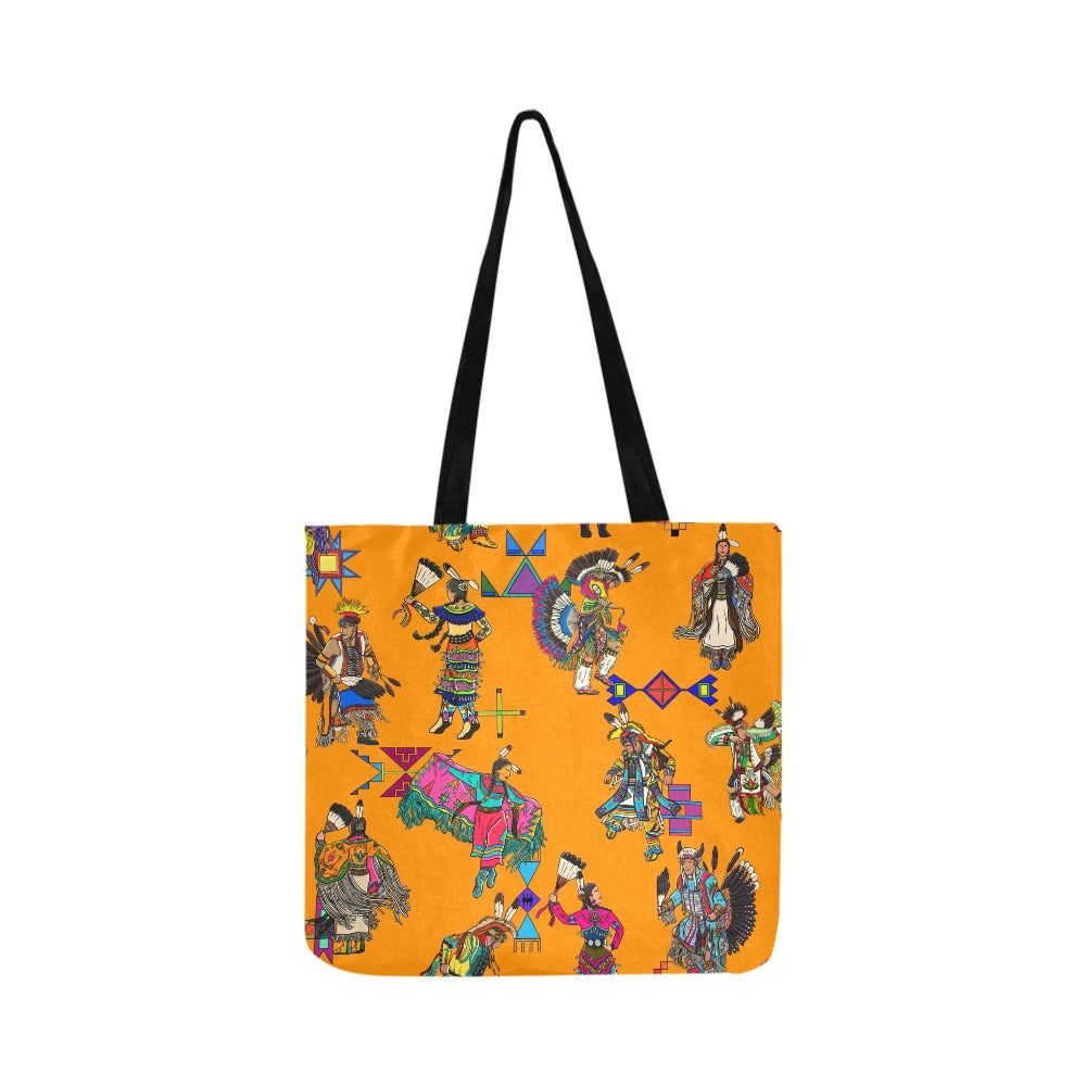 Grand Entry Dancers Orange Reusable Shopping Bag (Two sides)