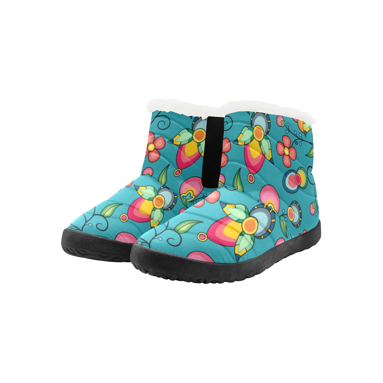 Floral Bounty Teal Women's Padded Winter Boot