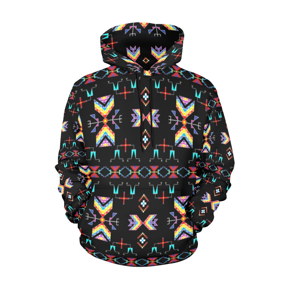 Rainy Chief Rainbow Black Hoodie for Women (USA Size)