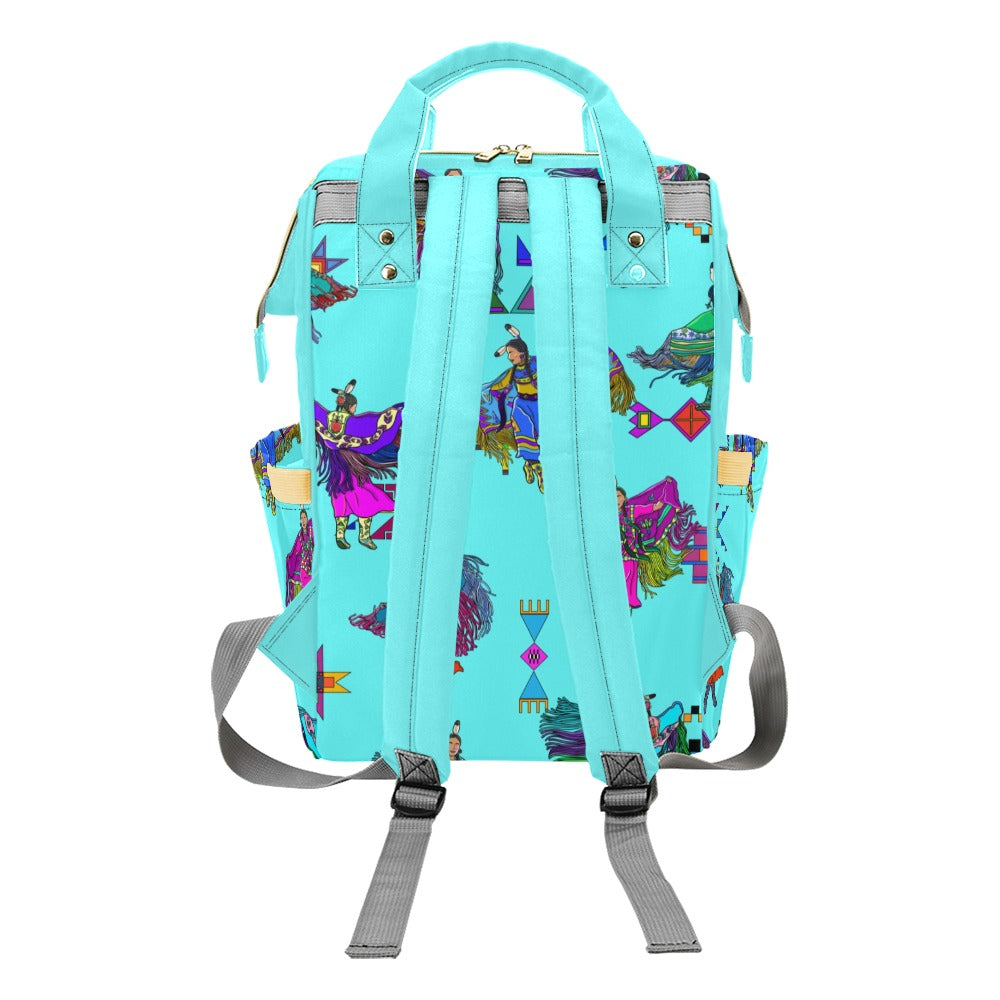 Women's Fancy Dancers Turquoise Multi-Function Diaper Backpack/Diaper Bag