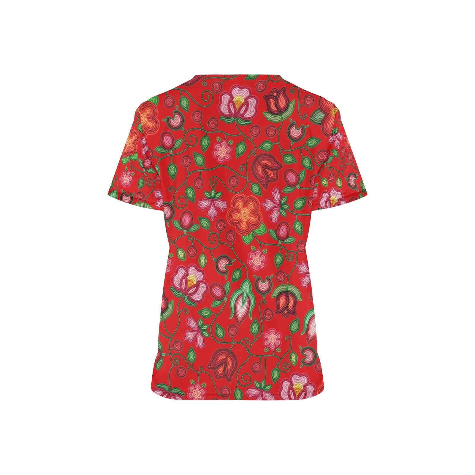 Rose Reverie Red Scrub Top