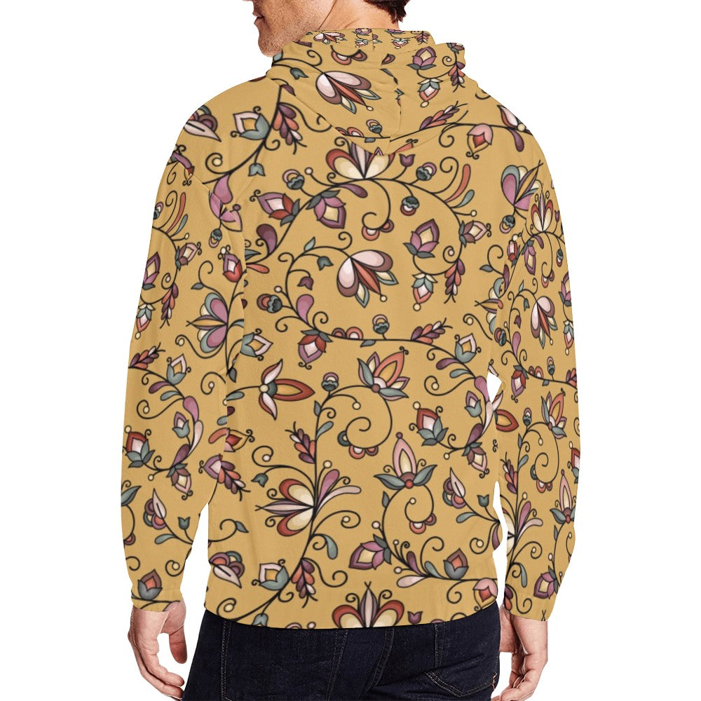 Burnt Sky Petals Gold Men's Zipper Hoodie
