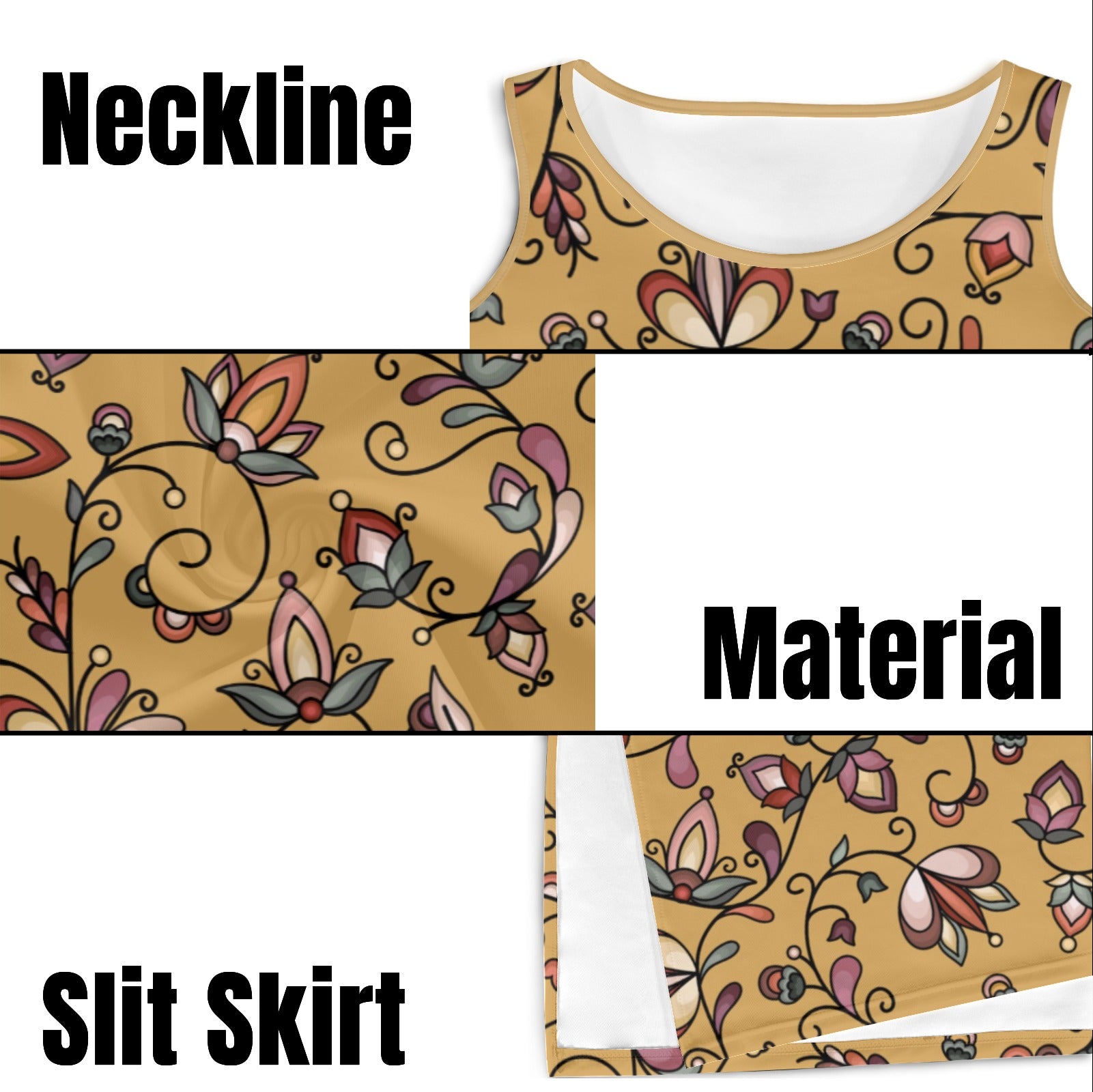 Burnt Sky Petals Gold Phaedra Sleeveless Open Fork Long Dress