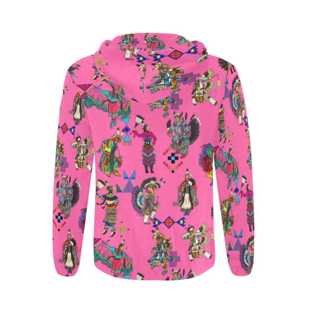 Grand Entry Dancer Pink Men's Zipper Hoodie