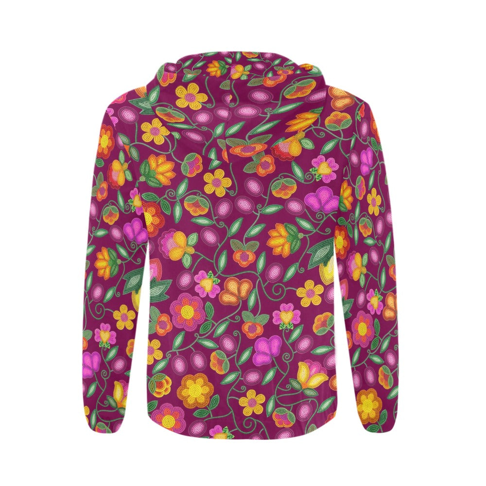 Boreal Bounty Dark Magenta Men's Zipper Hoodie