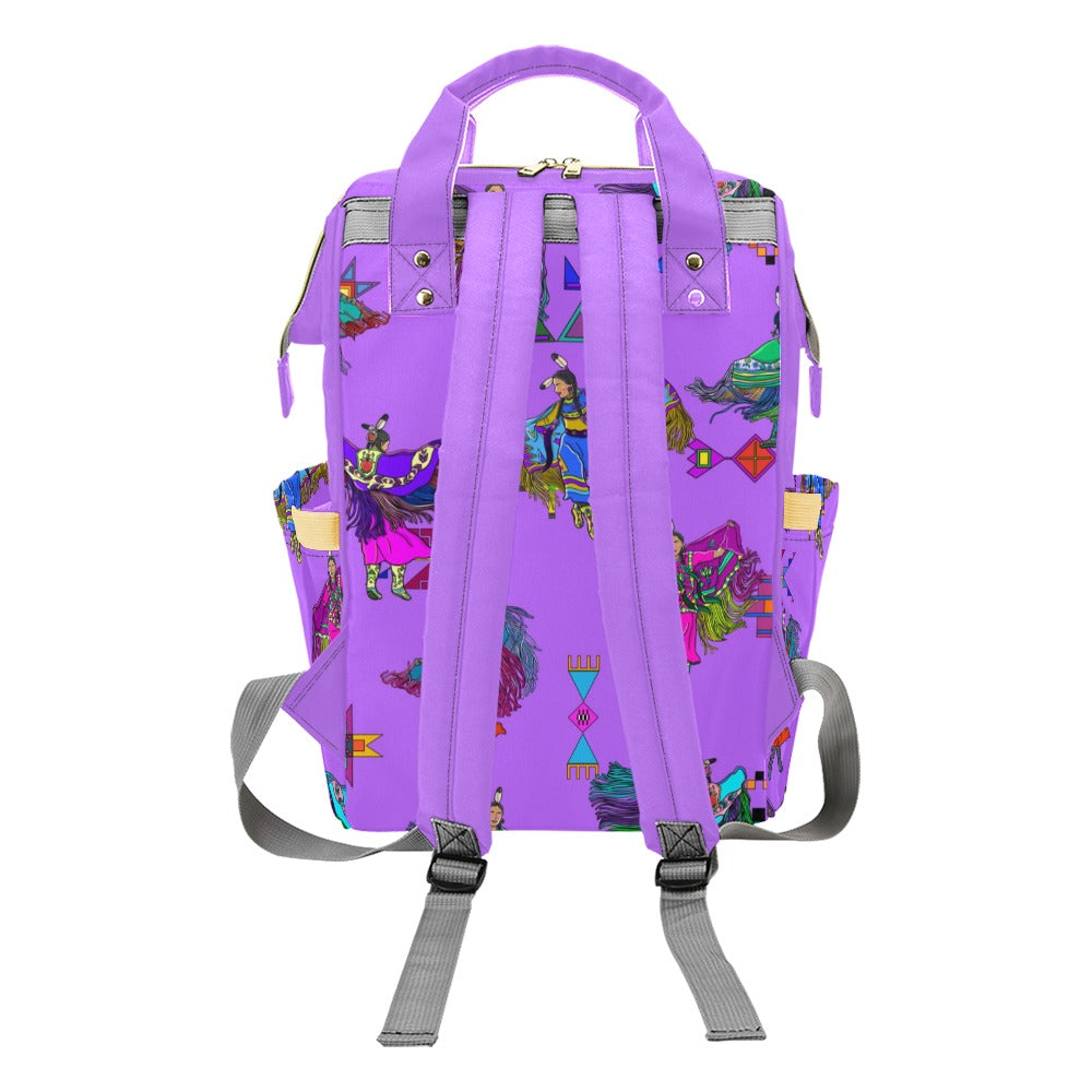 Women's Fancy Dancers Purple Multi-Function Diaper Backpack/Diaper Bag
