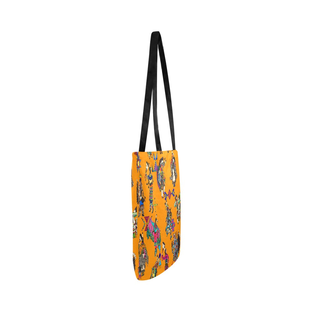 Grand Entry Dancers Orange Reusable Shopping Bag (Two sides)