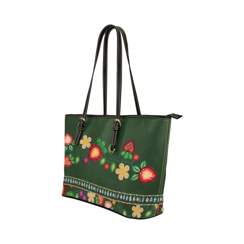 Berry Garden Hunter Leather Tote Bag/Large