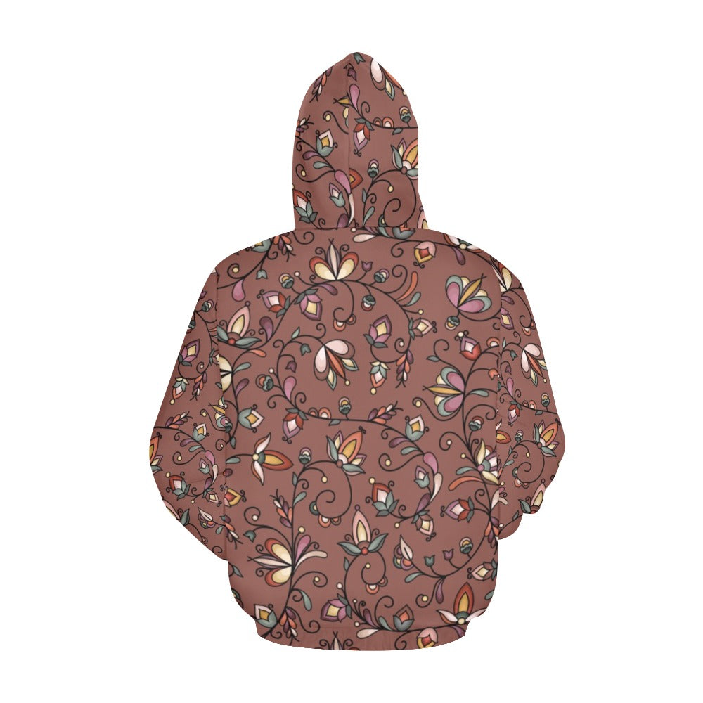 Burnt Sky Petals Brown Hoodie for Women (USA Size)