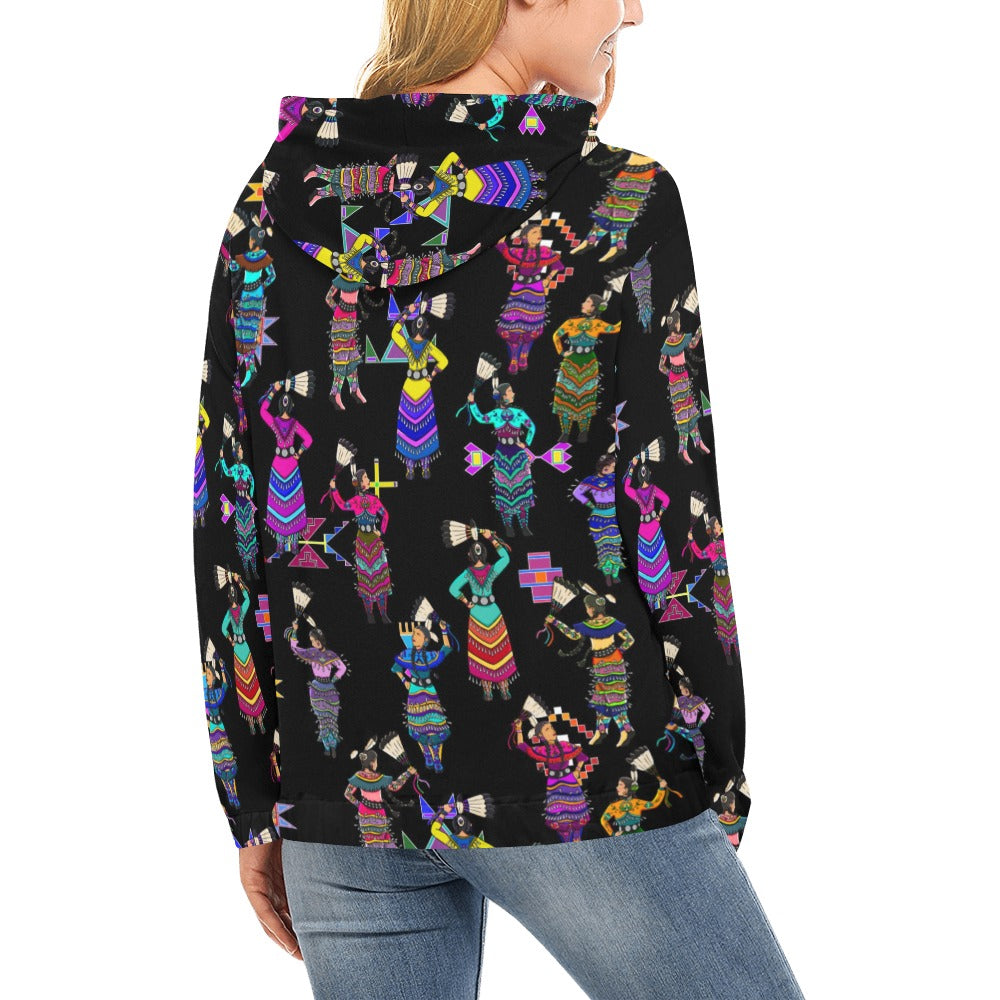Women's Jingle Dancers Black Hoodie for Women (USA Size)