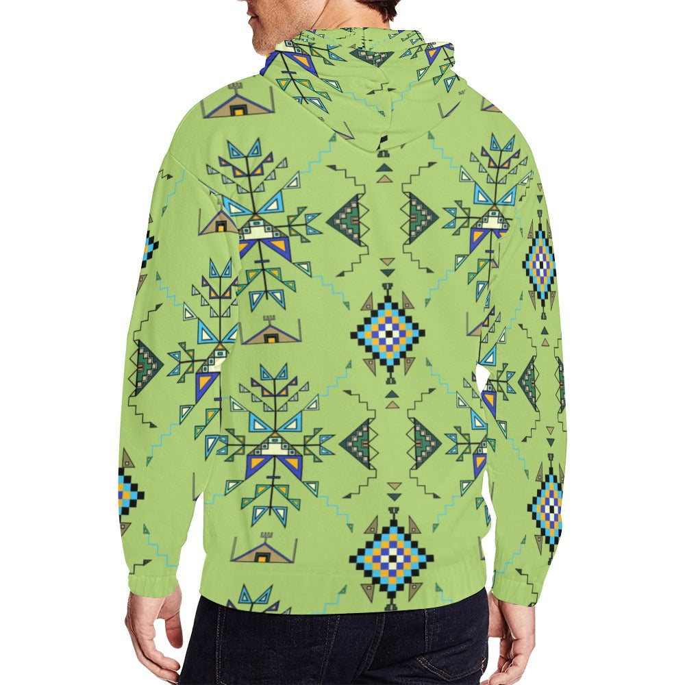 Bear Shield Green Men's Zipper Hoodie