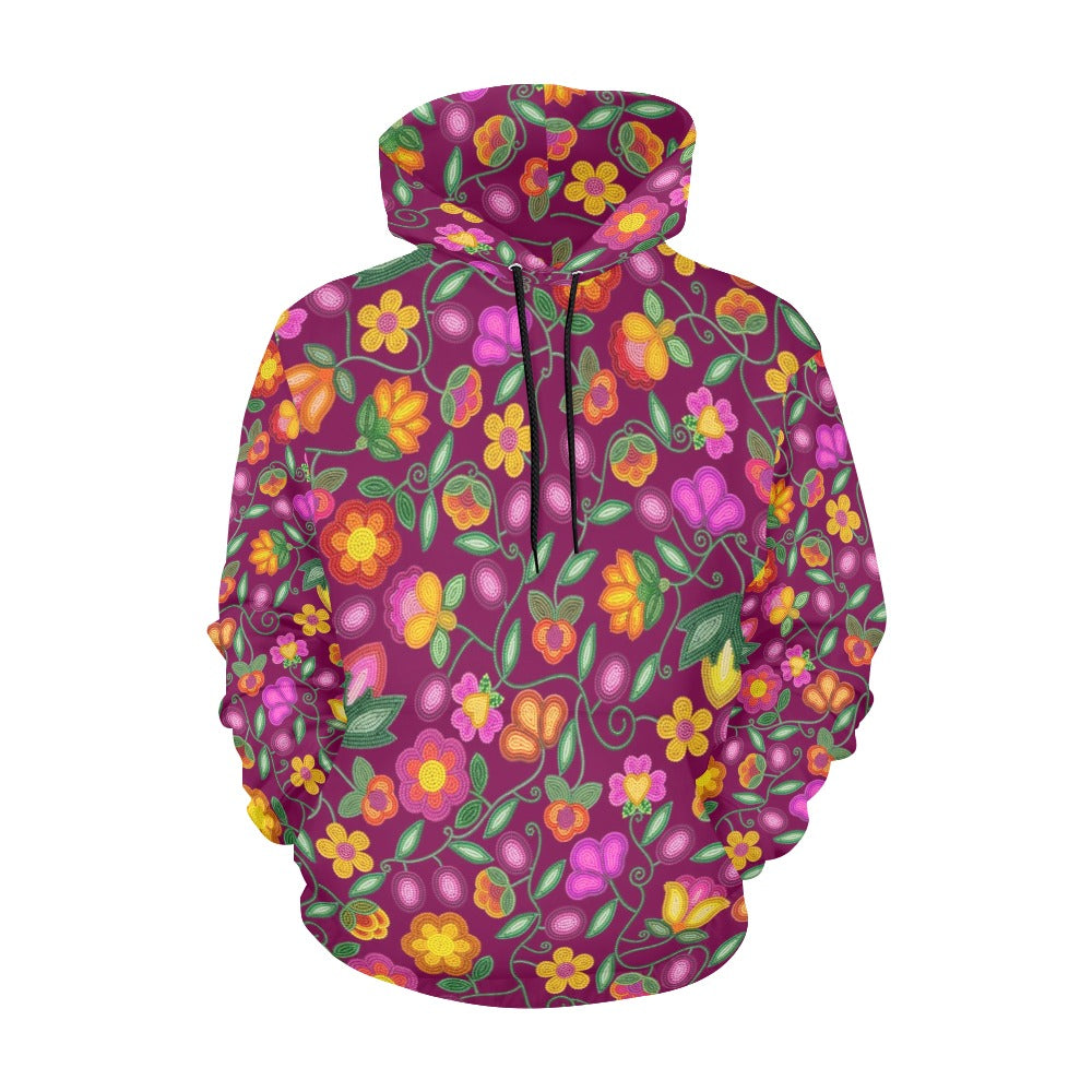 Boreal Bounty Dark Magenta All Over Print Hoodie for Women (USA Size)