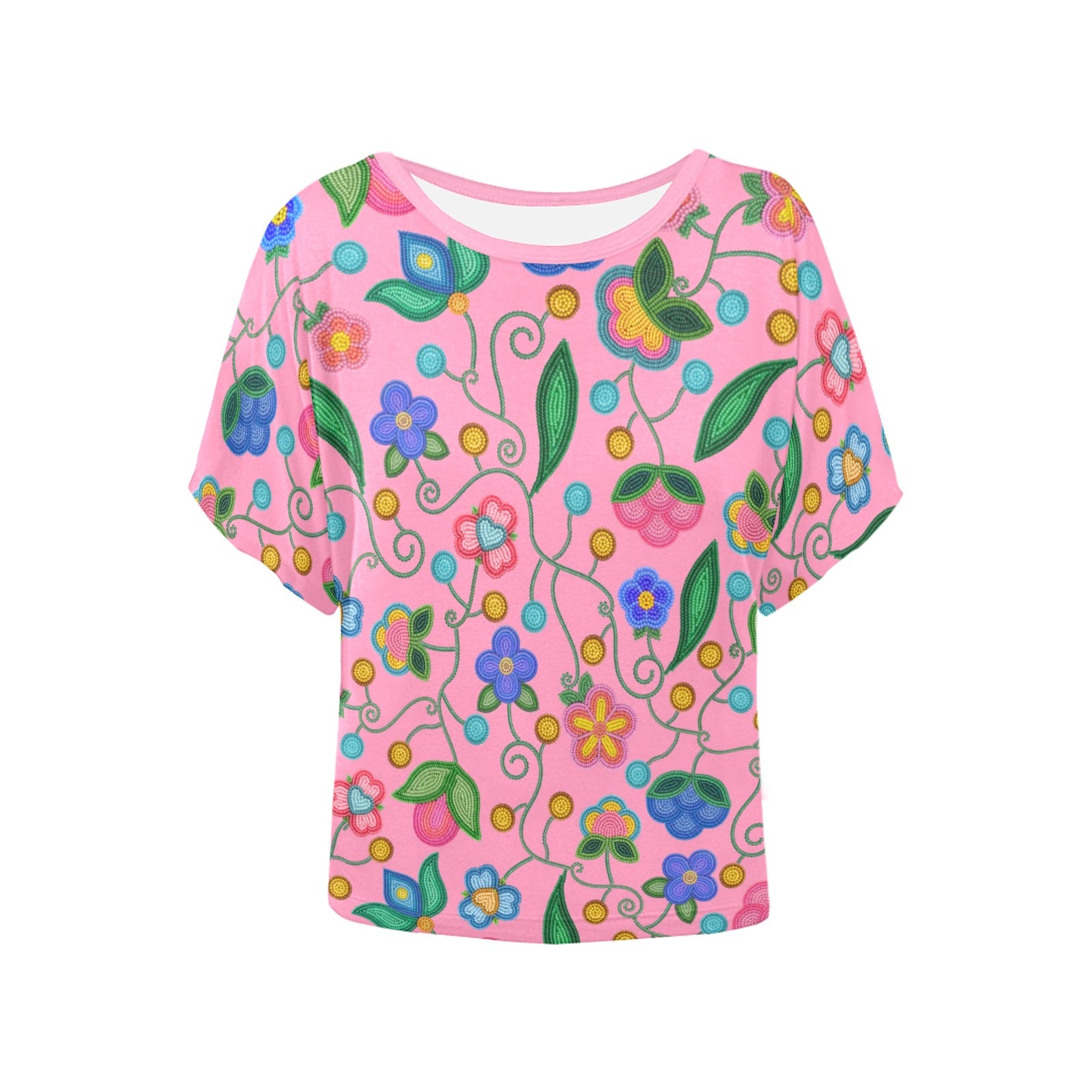 Skyberry Serenade Pink Women's Batwing-Sleeved Blouse T-shirt