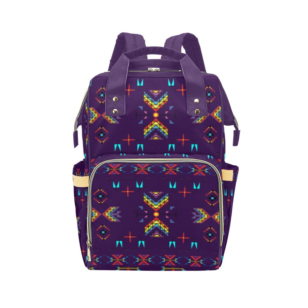 Rainy Chief Rainbow Dark Purple Multi-Function Diaper Backpack/Diaper Bag