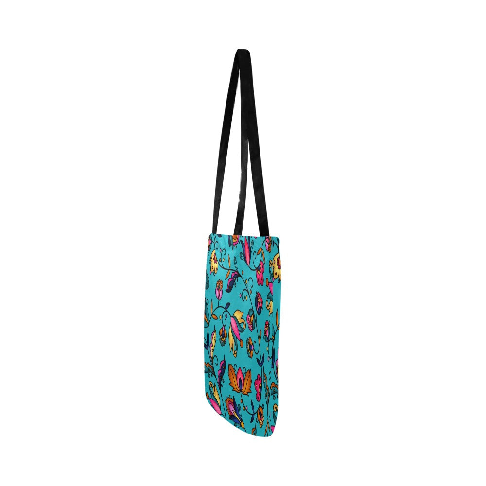 Copper Prairie Petals Turquoise Reusable Shopping Bag (Two sides)