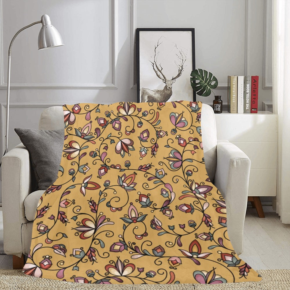 Burnt Sky Petals Gold Ultra-Soft Micro Fleece Blanket 60"x80"