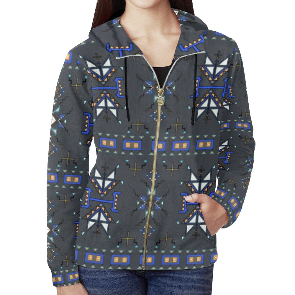 Eagle Strike Gray Full Zip Hoodie for Women