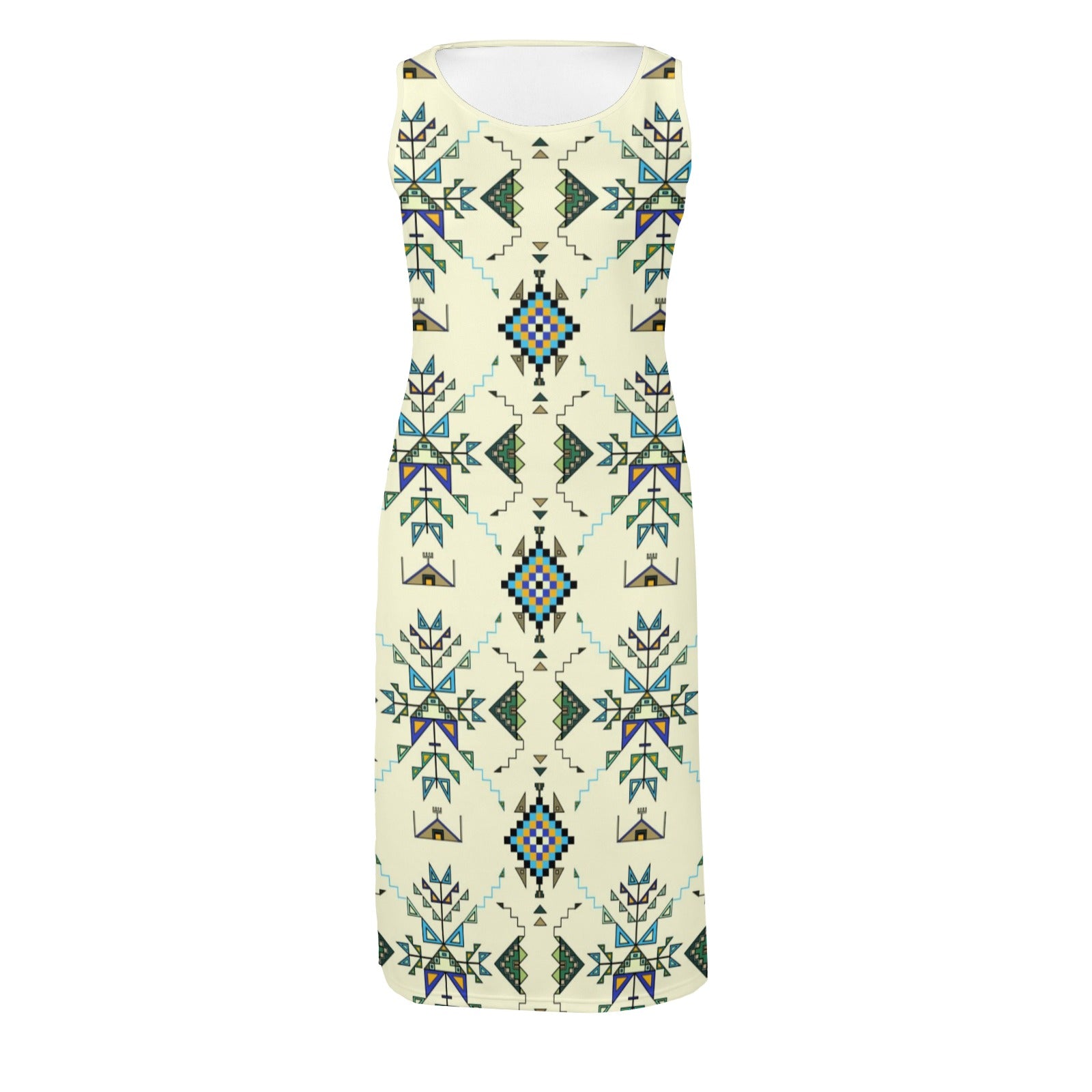 Bear Shield Cream Phaedra Sleeveless Open Fork Long Dress
