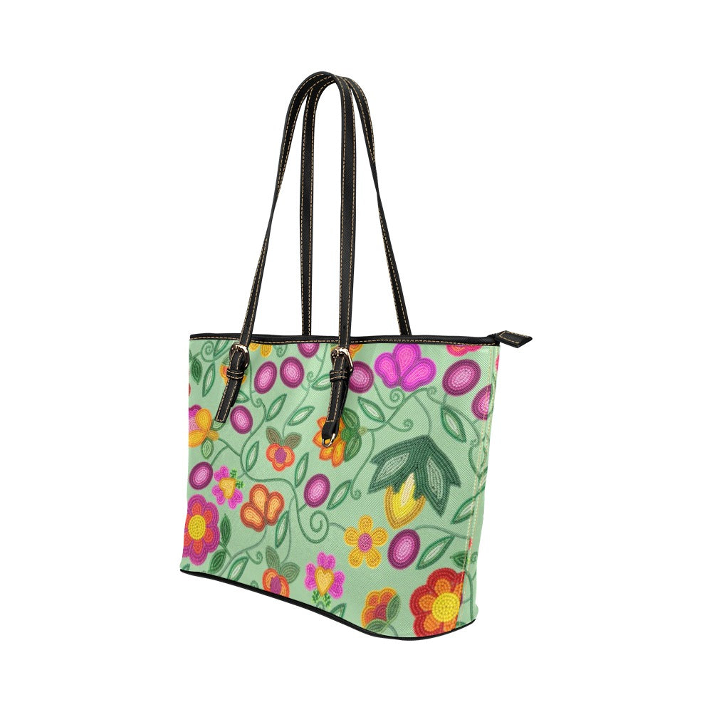 Boreal Bounty Green Leather Tote Bag/Large