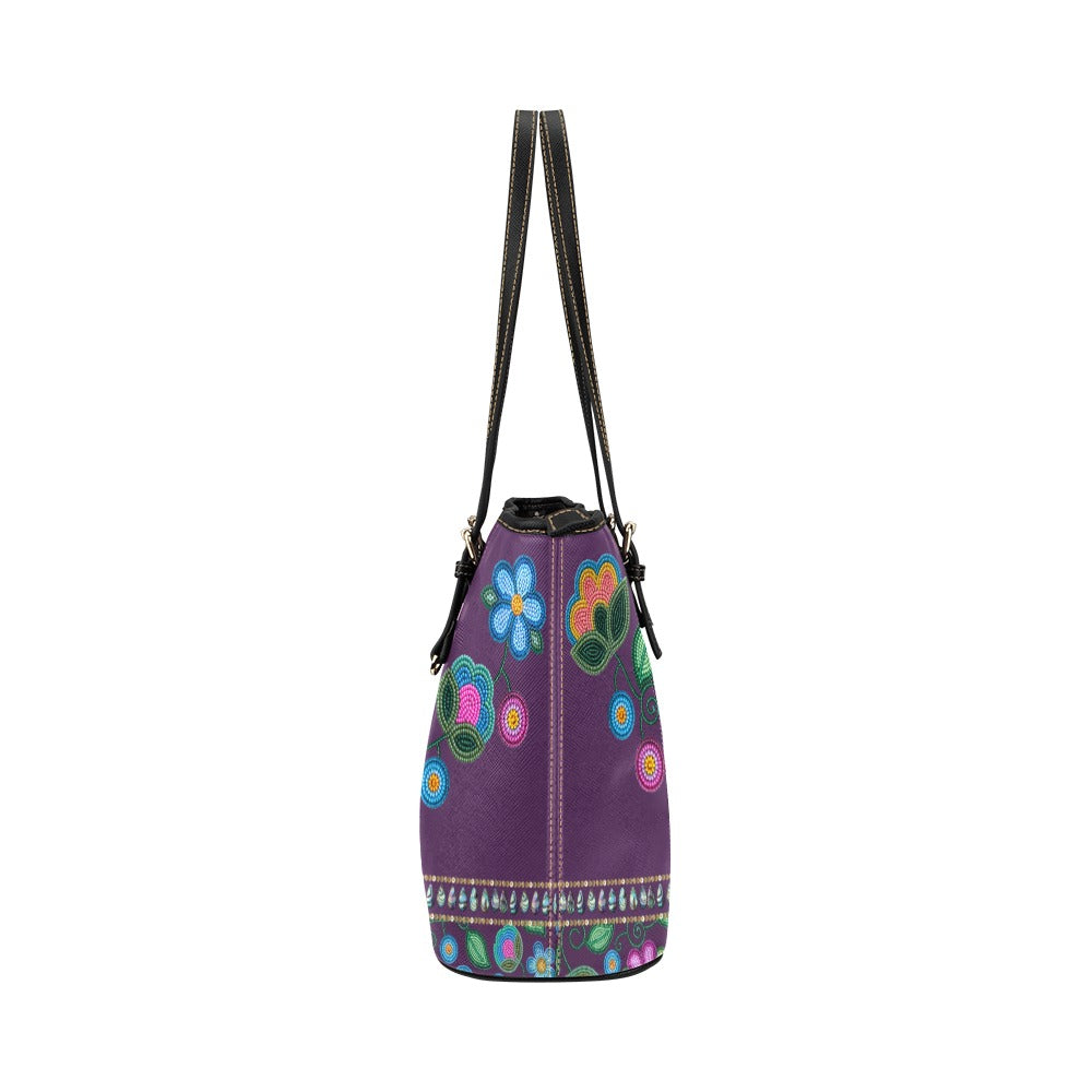 Turquoise Sunbeam Leather Tote Bag/Large