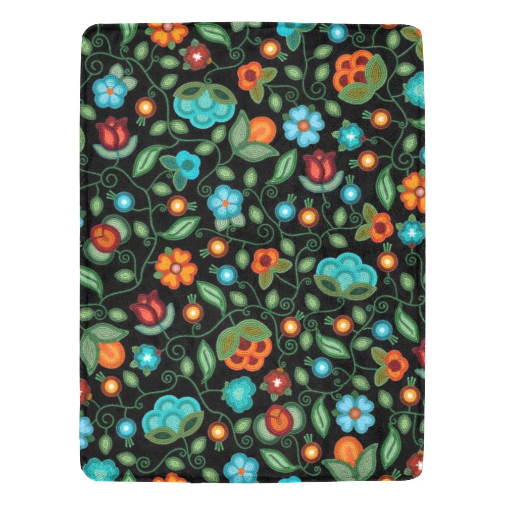 Prairie Fire Petals Black Ultra-Soft Micro Fleece Blanket 60"x80"