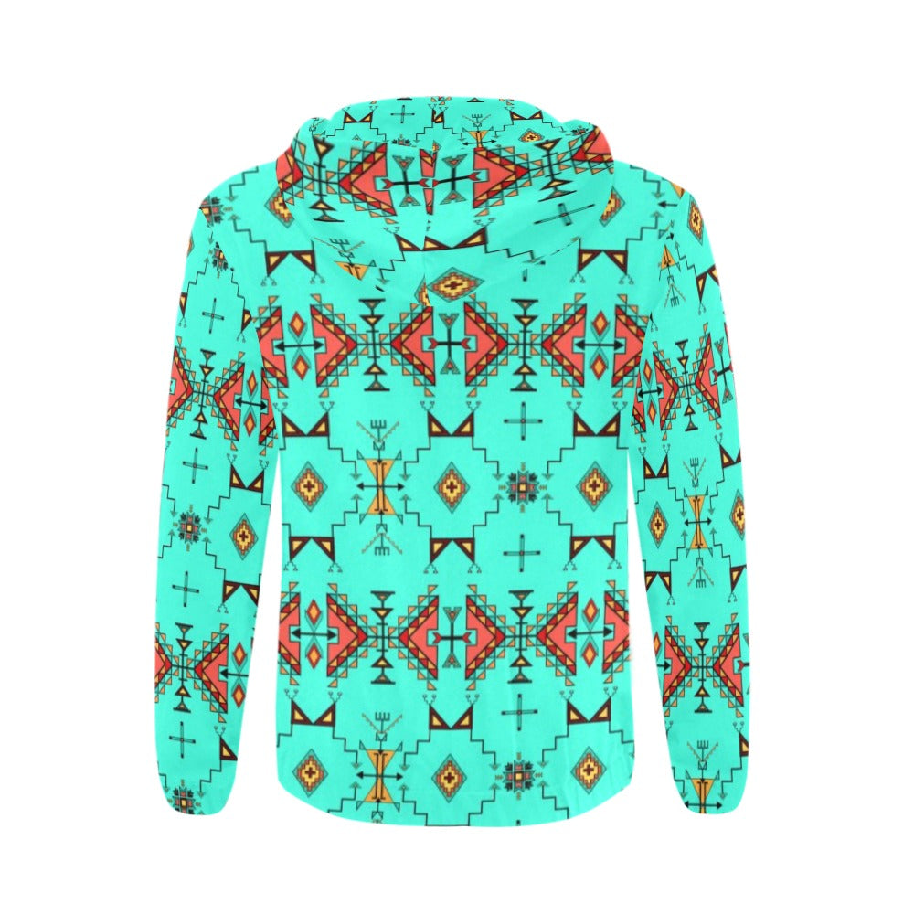 Thunder Flight Turquoise Men's Zipper Hoodie