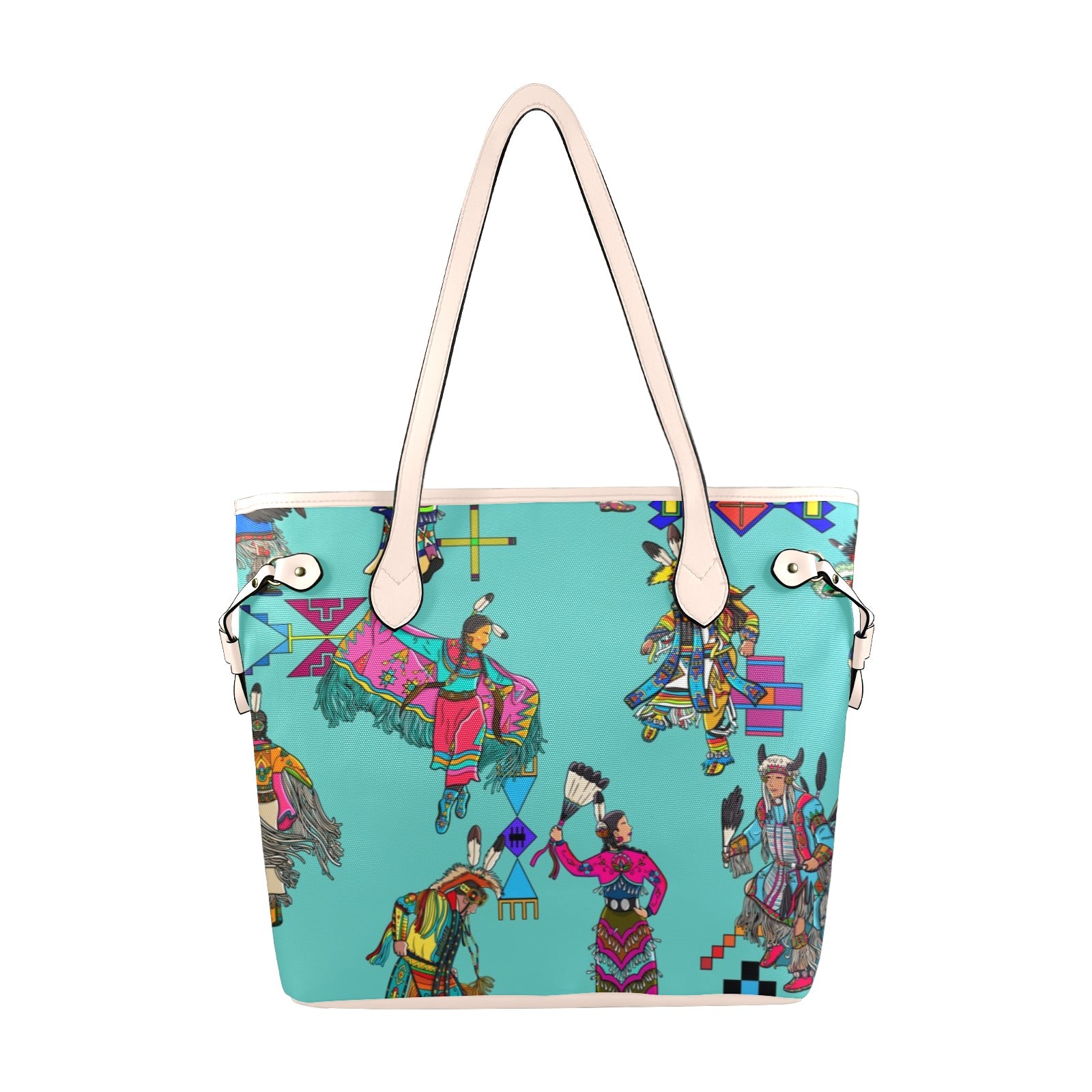 Grand Entry Dancers Eggshell Blue Clover Canvas Tote Bag