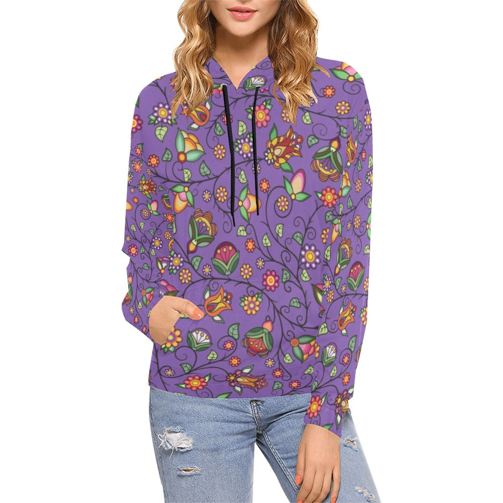 Heartbeat Petals Purple Hoodie for Women (USA Size)