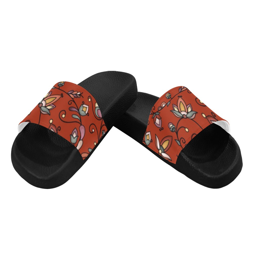 Burnt Sky Petals Red Men's Slide Sandals