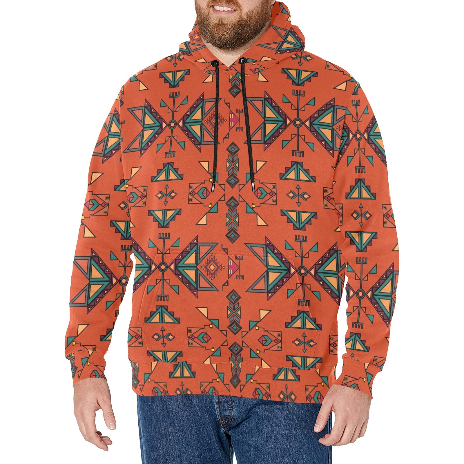 Arrow Dawn Orange Men's Long Sleeve Fleece Hoodie