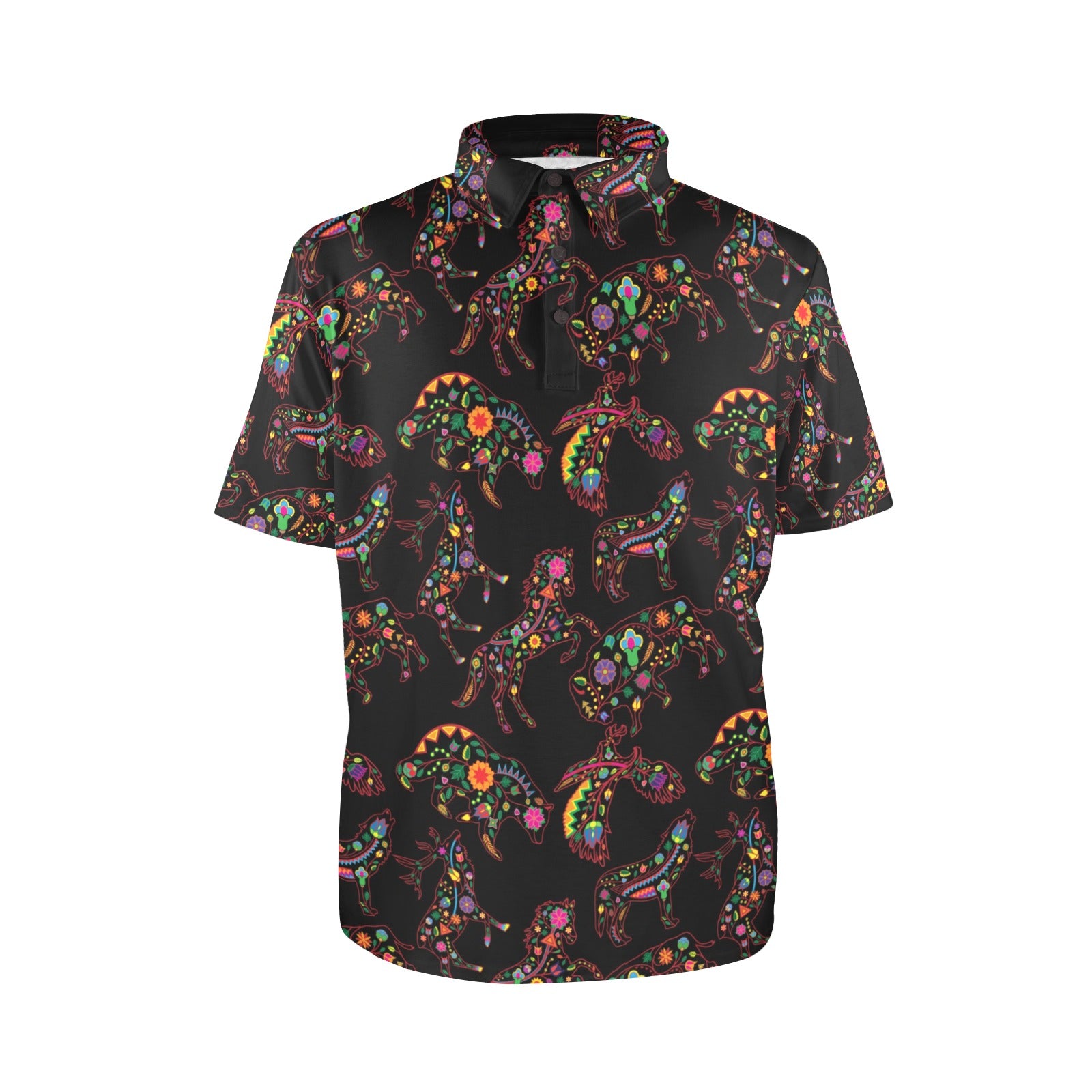 Neon Floral Animals Polo Shirt