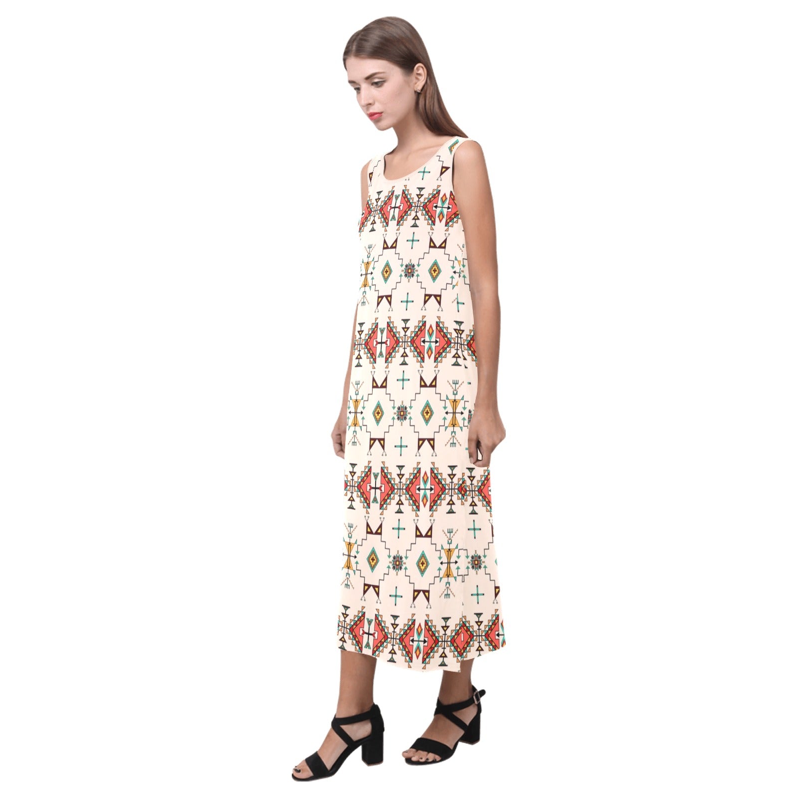 Thunder Flight Cream Phaedra Sleeveless Open Fork Long Dress