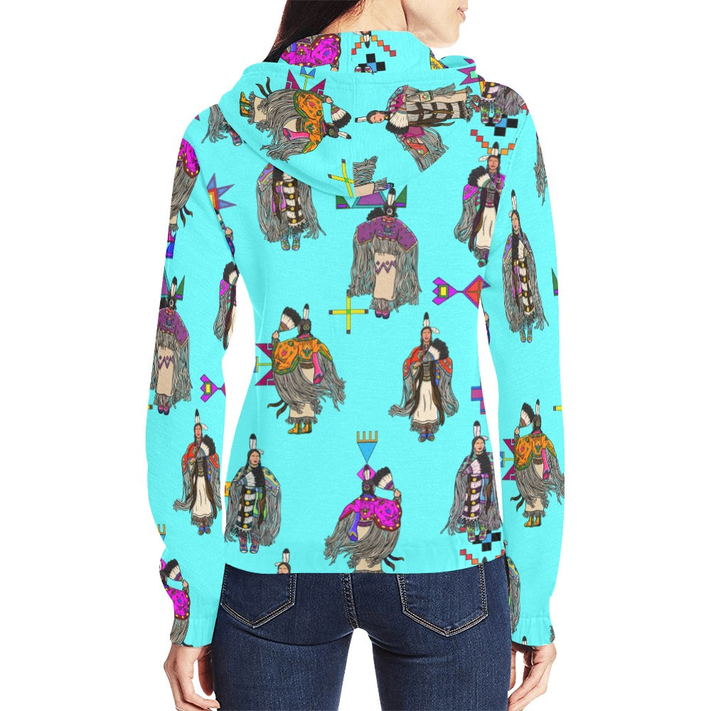 Women's Tradish Dancers Turquoise Full Zip Hoodie for Women