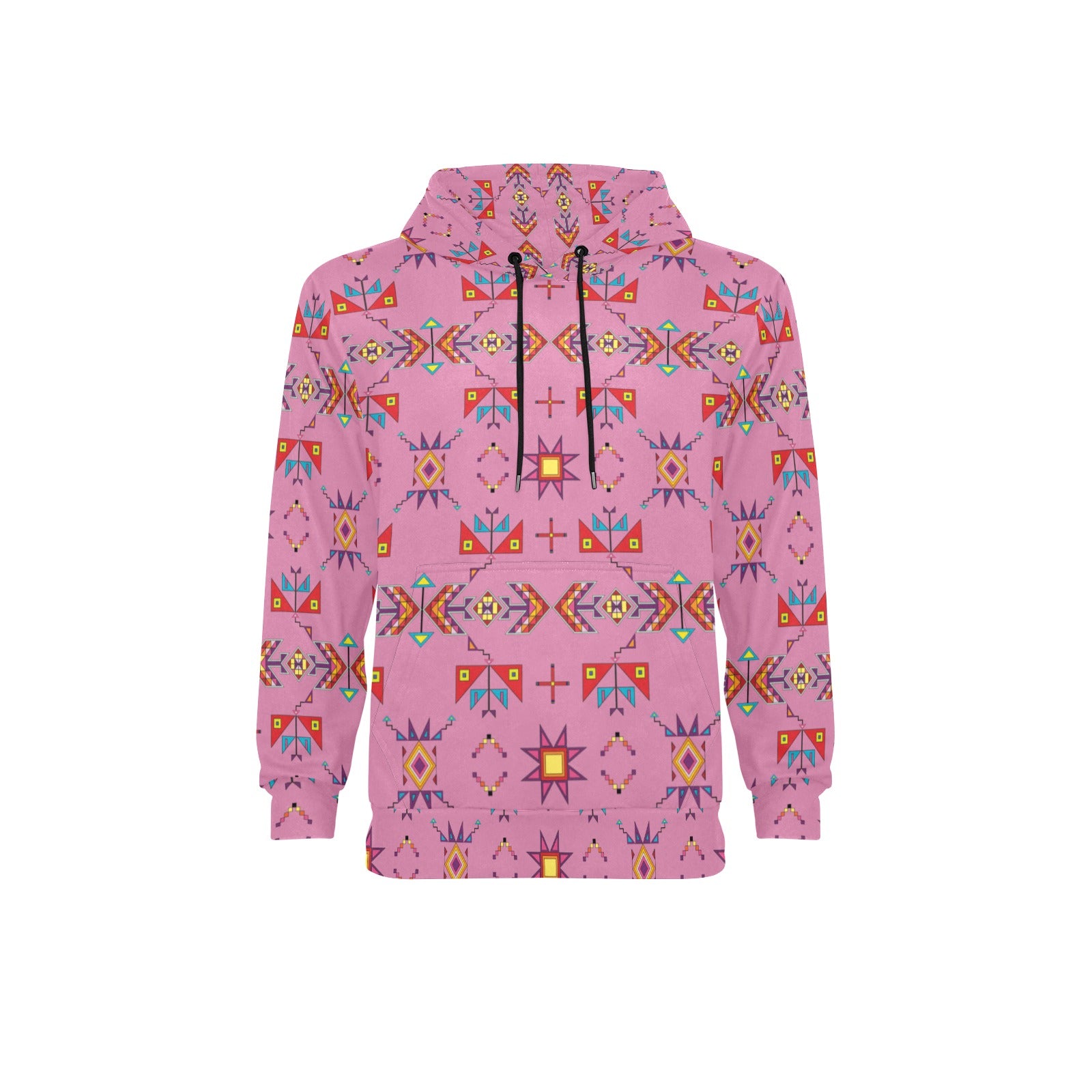 Scattered Generations Pink Men's Long Sleeve Fleece Hoodie