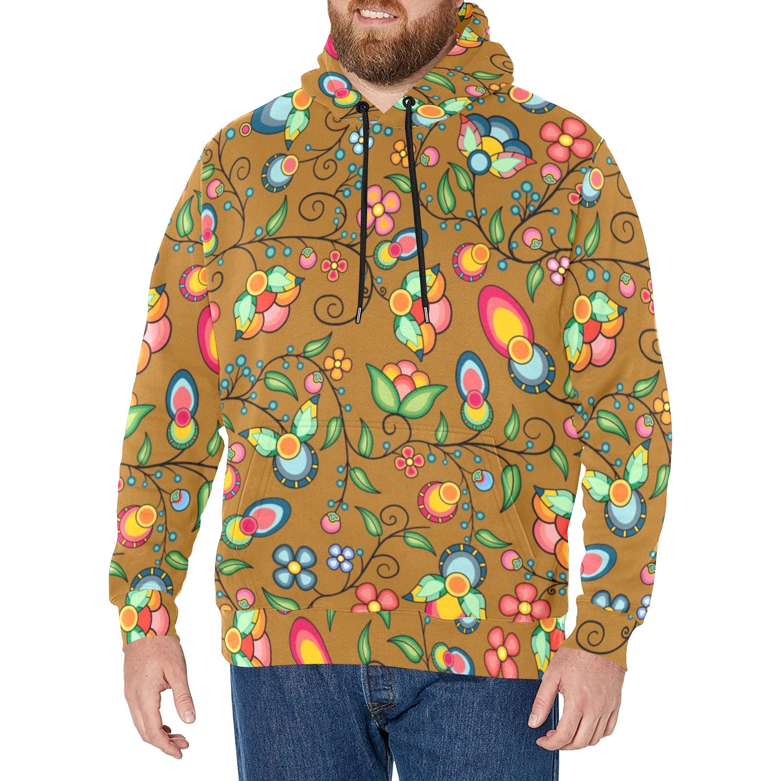 Floral Bounty Fall Leaves Men's Long Sleeve Fleece Hoodie