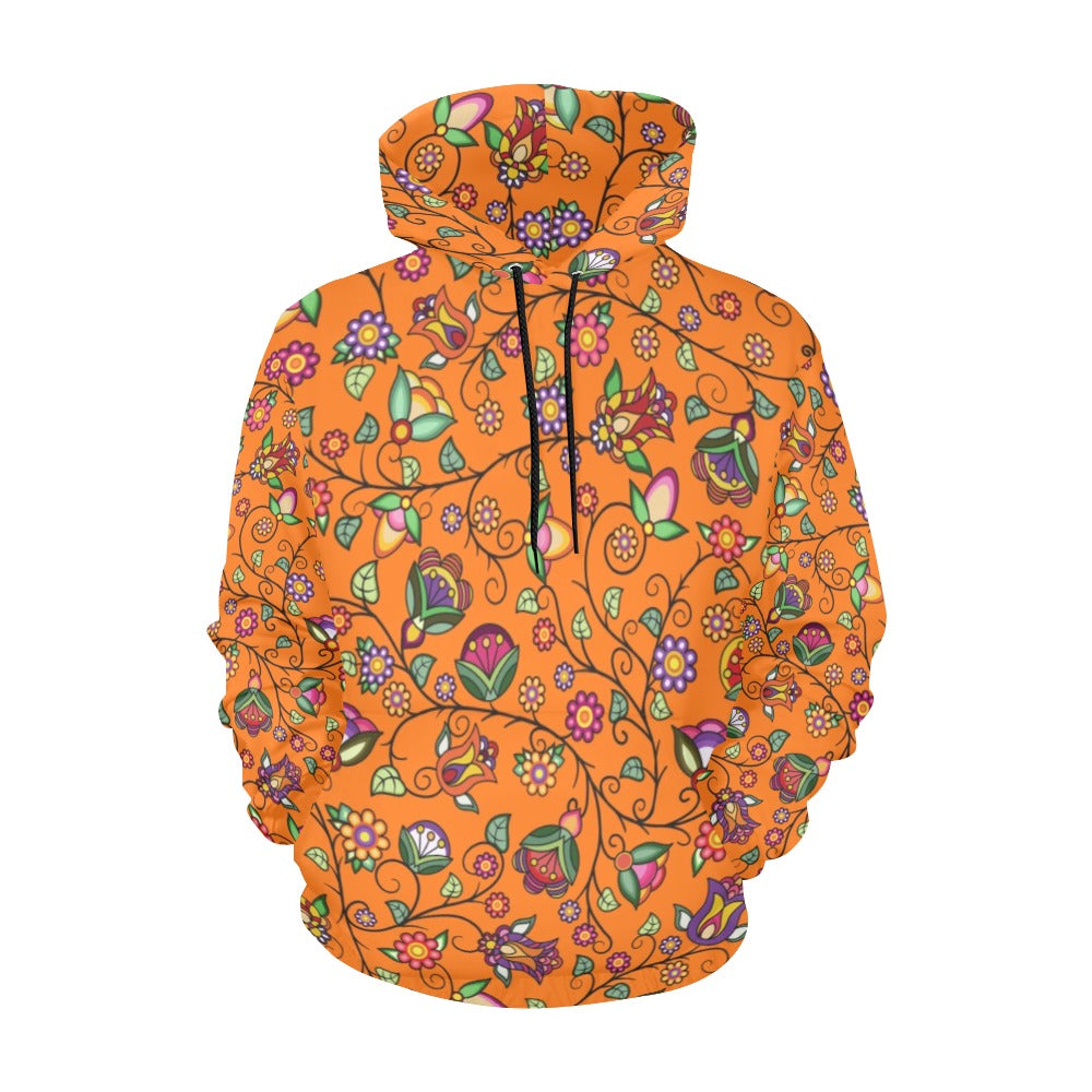 Heartbeat Petals Orange Hoodie for Women (USA Size)