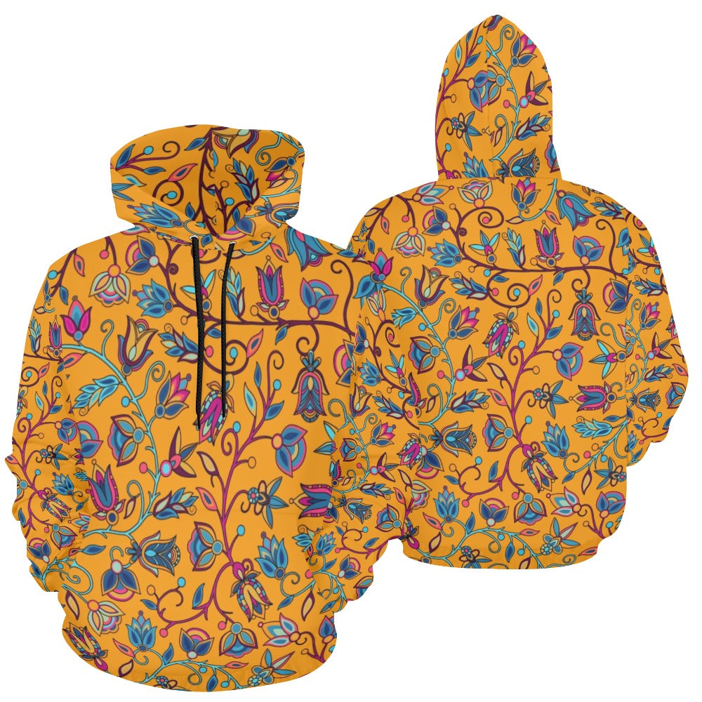 Buffalo Bloom Orange Hoodie for Women (USA Size)