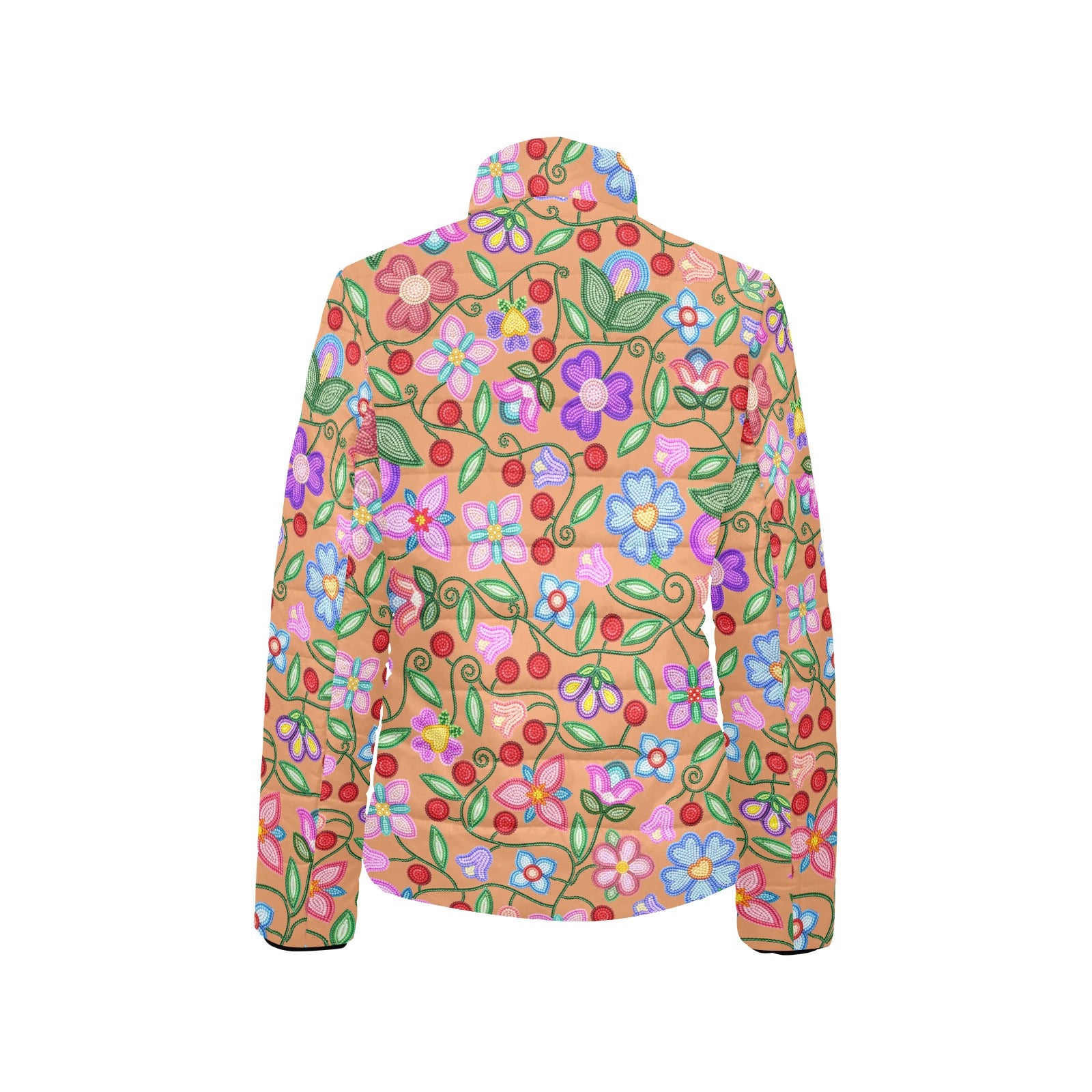 Petal Harmony Terracotta Women's Stand Collar Padded Jacket (Model H41)