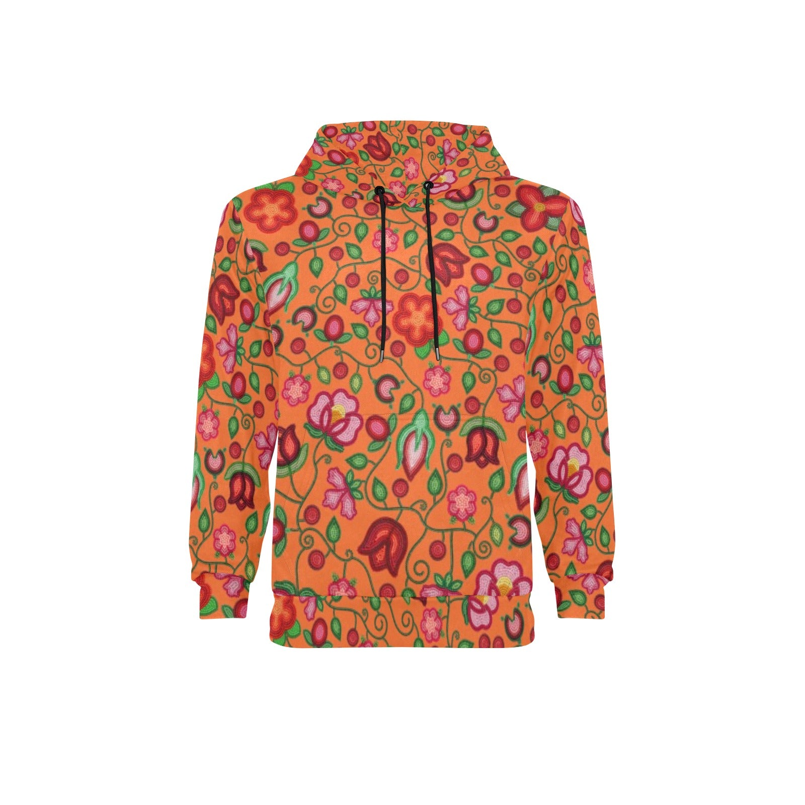 Rose Reverie Orange Men's Long Sleeve Fleece Hoodie
