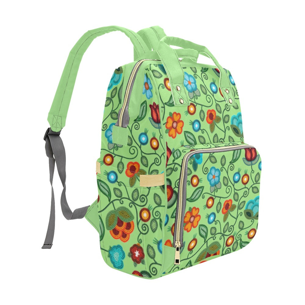 Prairie Fire Petals Sage Multi-Function Diaper Backpack/Diaper Bag